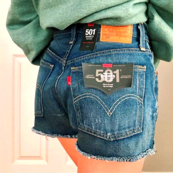 Levi’s 501 High Rise Denim Shorts Sz 25 - Picture 2 of 5
